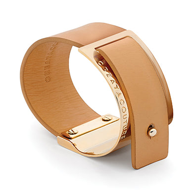 Leather Cuff - Tan Leather & Gold Plate